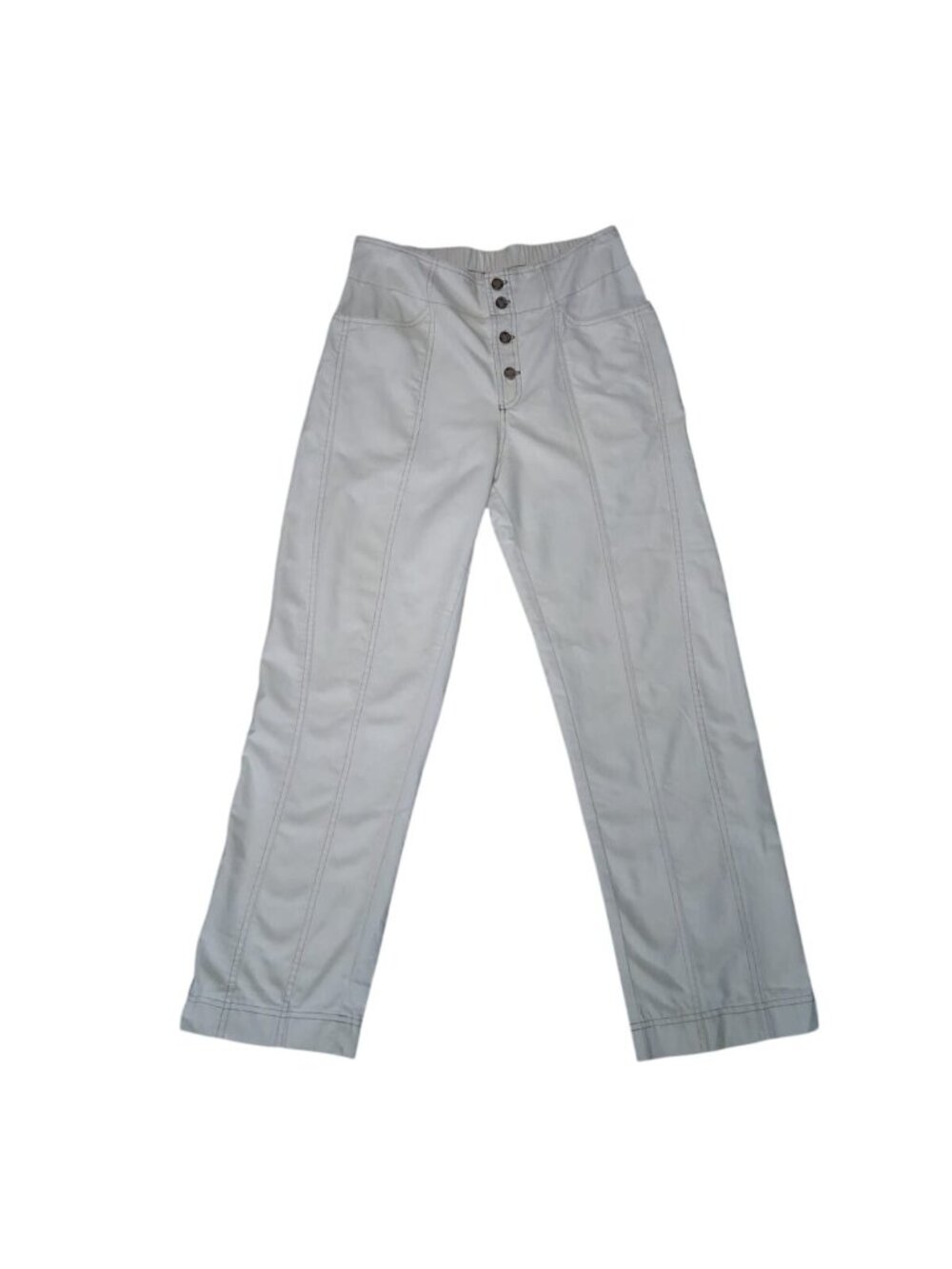 Sienna Sky Womens High Rise Straight Leg Pants Button Front Beige Size L Cotton